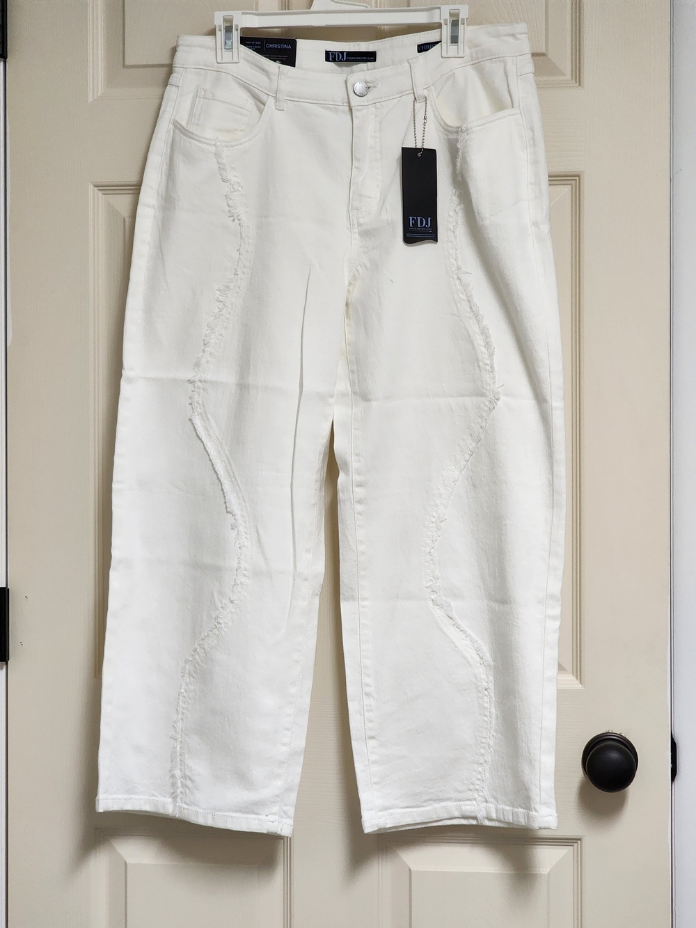 French Dressing Jeans FDJ Christina Wide Crop Ivory Size 12 MSRP $119 - Picture 5 of 14